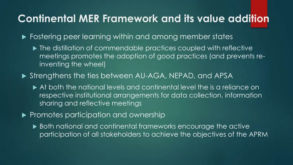 continental mer framework and its value addition 4