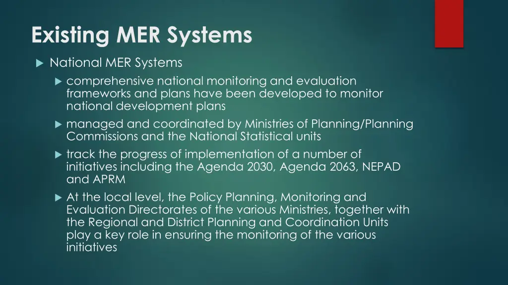 existing mer systems