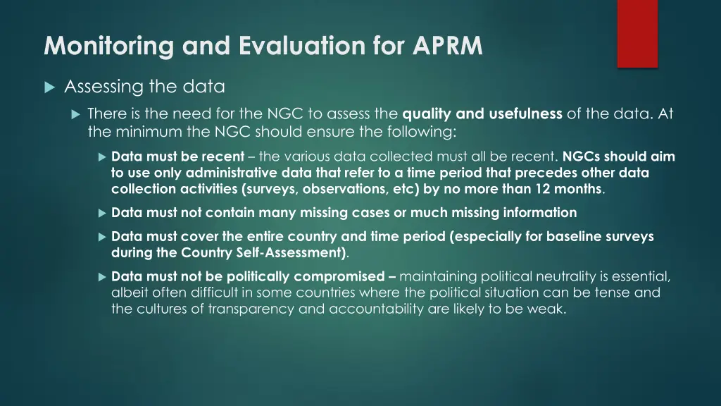 monitoring and evaluation for aprm 3