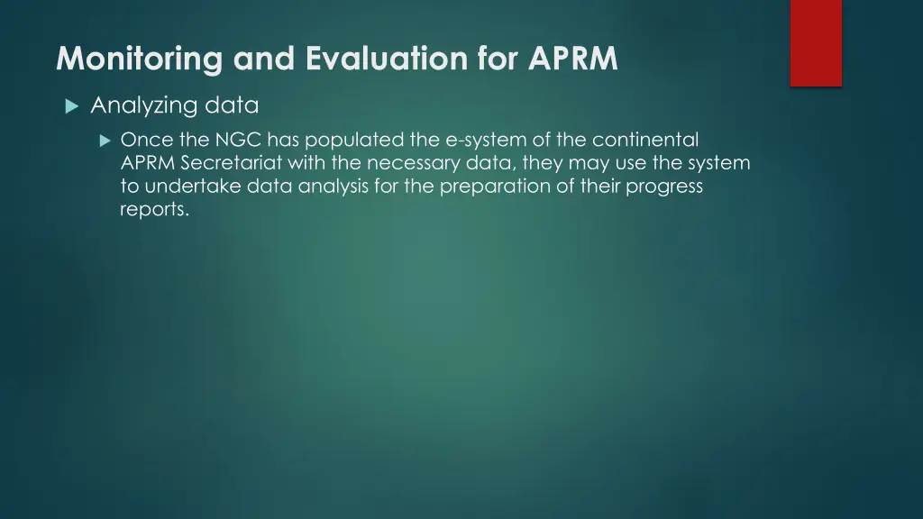 monitoring and evaluation for aprm 4