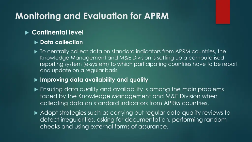 monitoring and evaluation for aprm 5