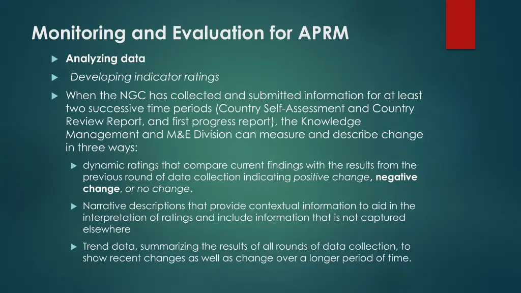 monitoring and evaluation for aprm 6