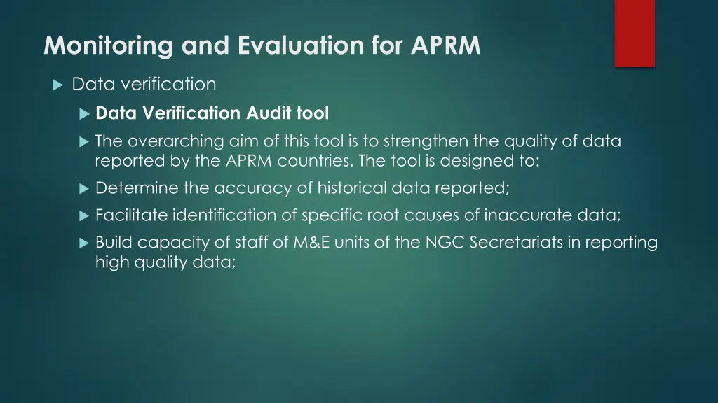 monitoring and evaluation for aprm 7