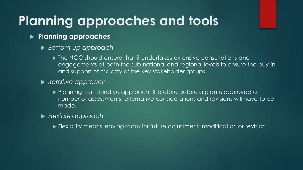 planning approaches and tools