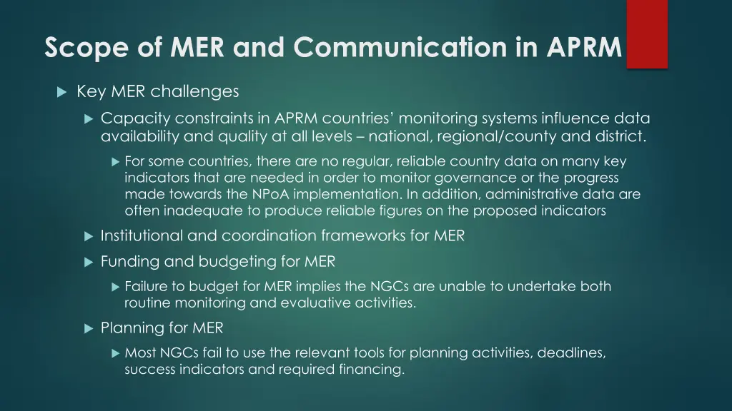 scope of mer and communication in aprm 1