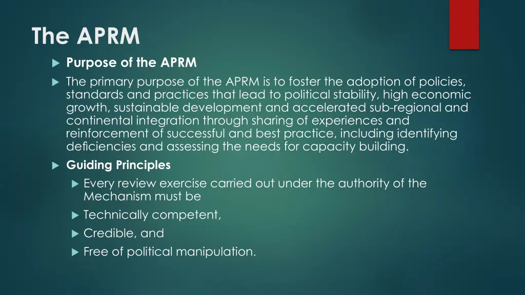 the aprm purpose of the aprm the primary purpose