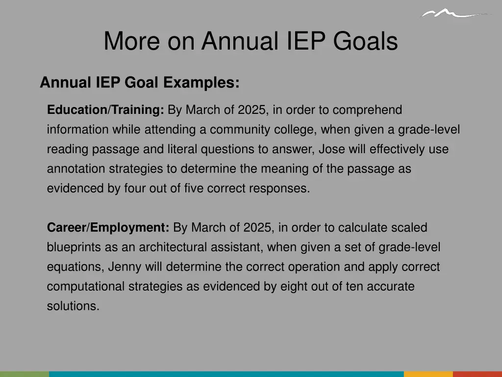 more on annual iep goals