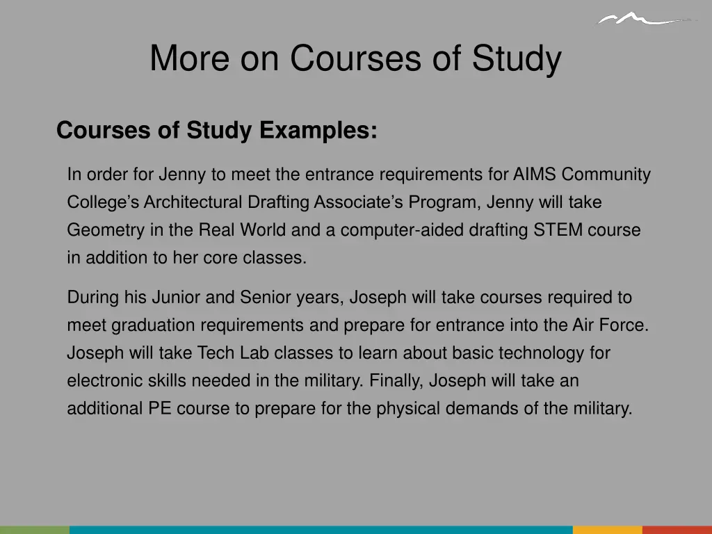 more on courses of study