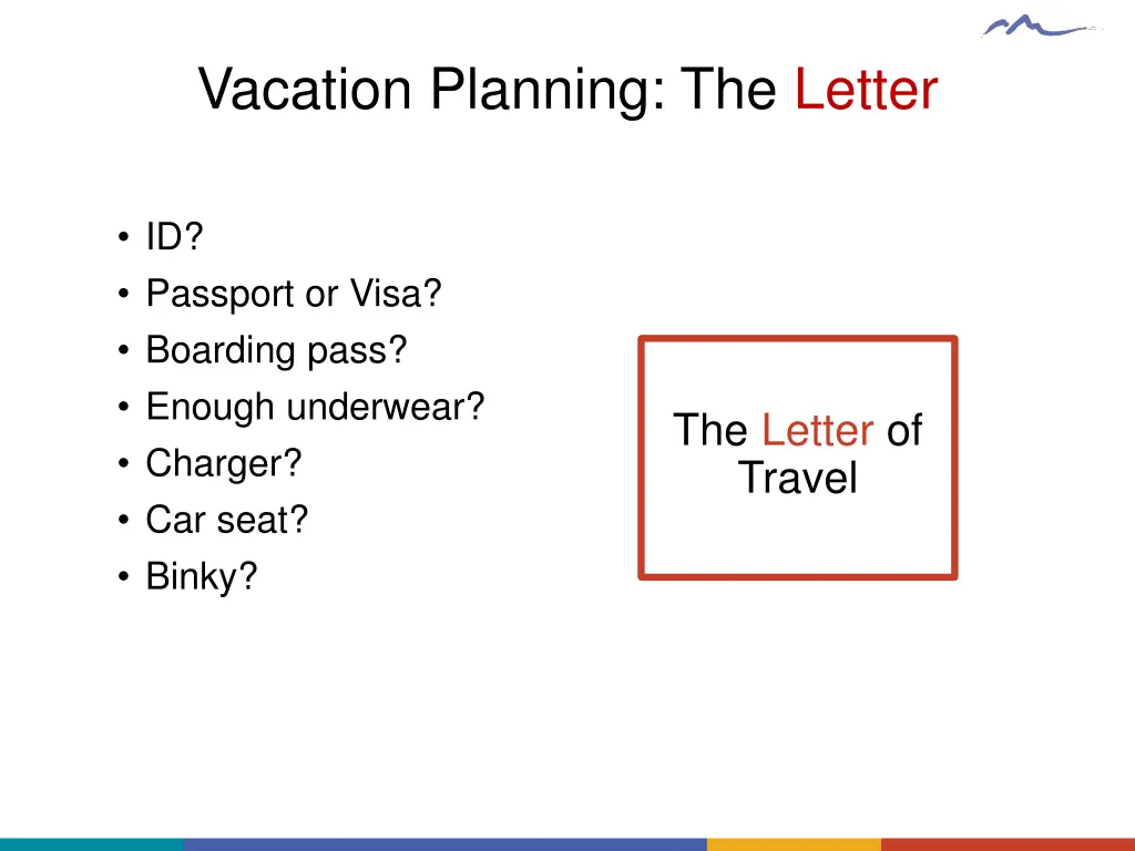 vacation planning the letter