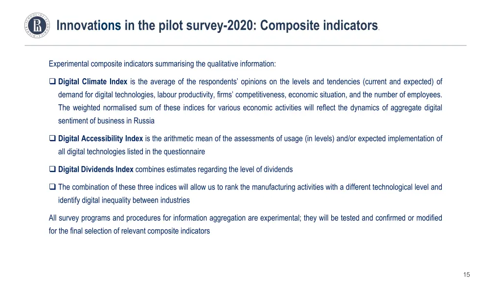 innovations in the pilot survey 2020 composite