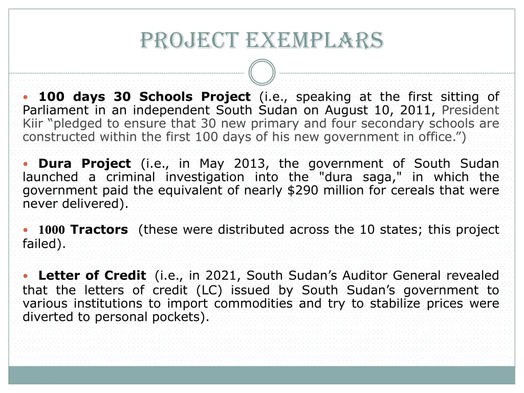 project exemplars