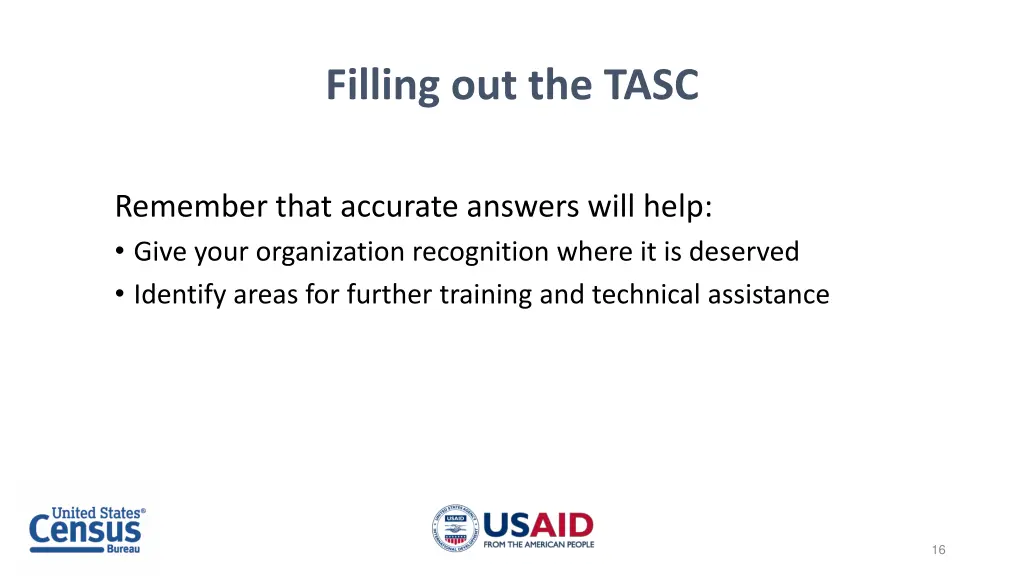 filling out the tasc 2
