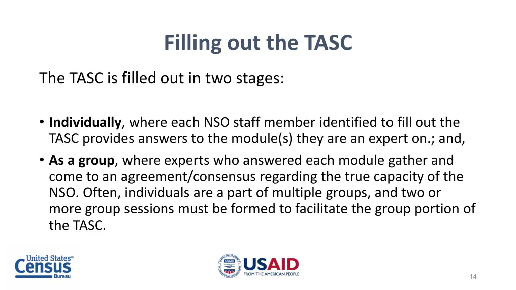 filling out the tasc