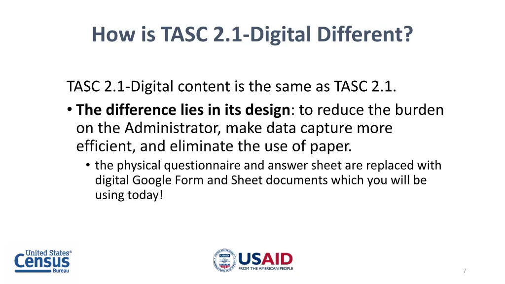 how is tasc 2 1 digital different