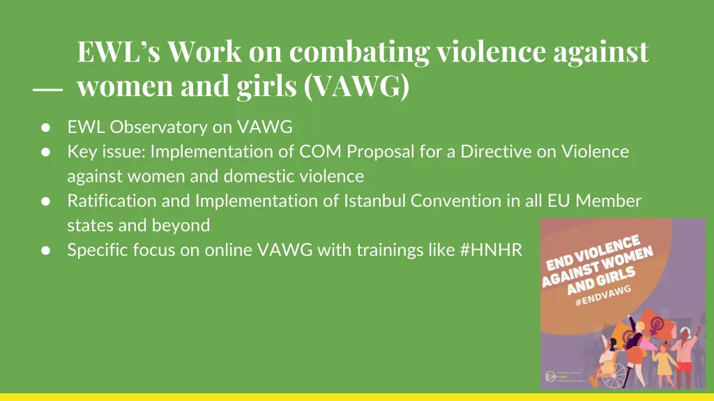 ewl s work on combating violence against women