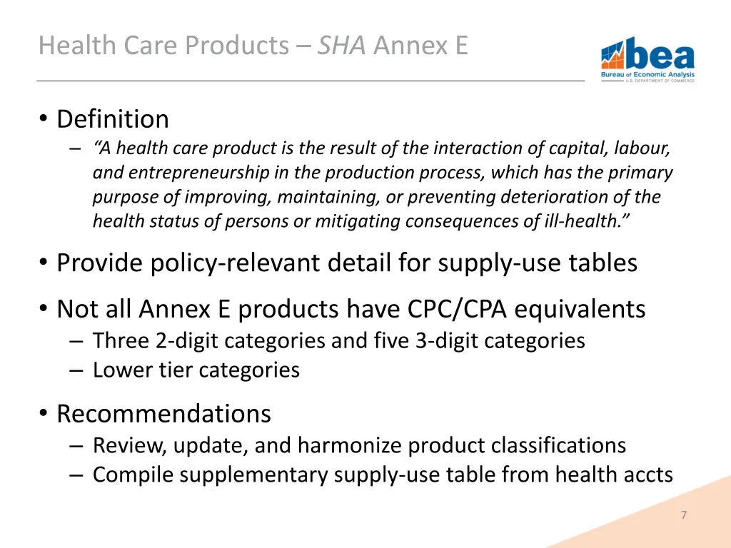 health care products sha annex e