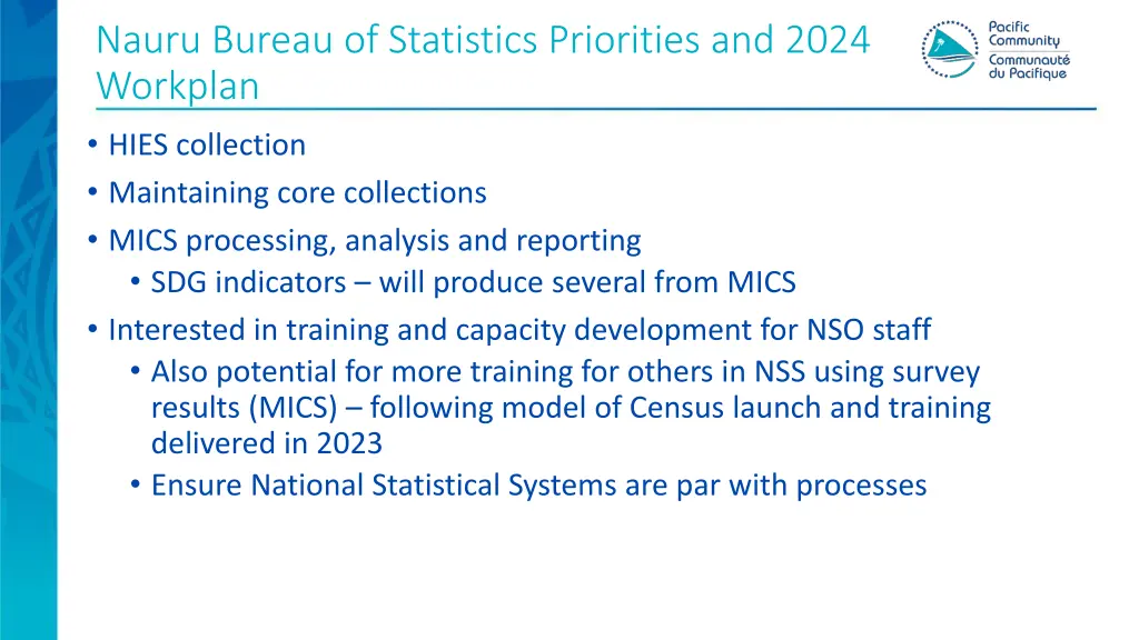 nauru bureau of statistics priorities and 2024