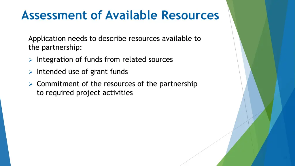assessment of available resources