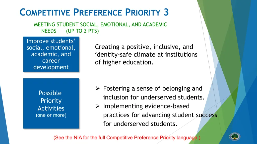c ompetitive p reference p riority 3
