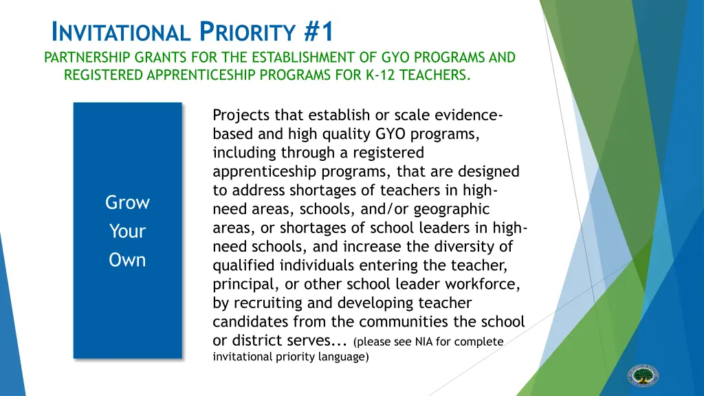 i nvitational p riority 1 partnership grants
