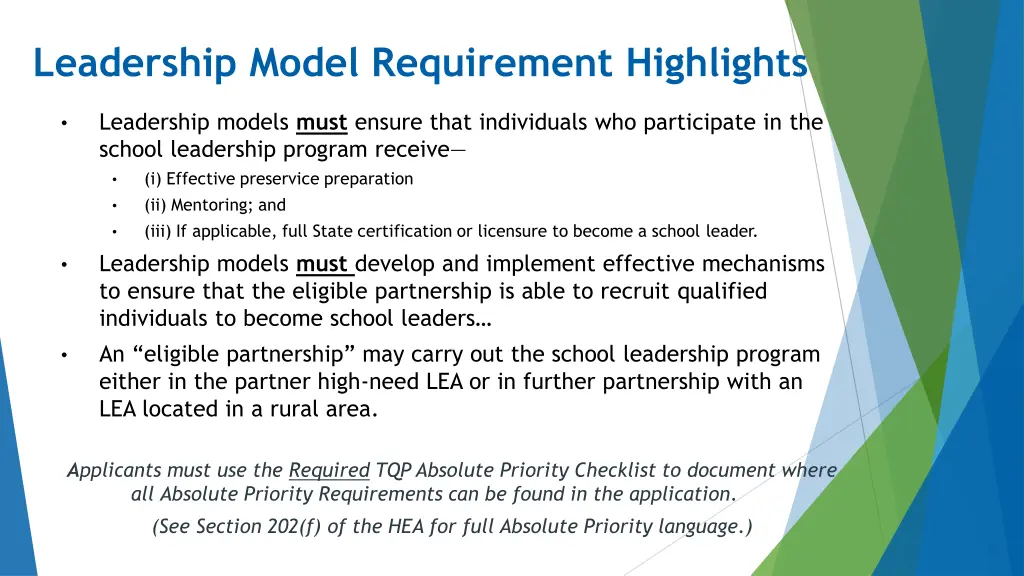 leadership model requirement highlights 1