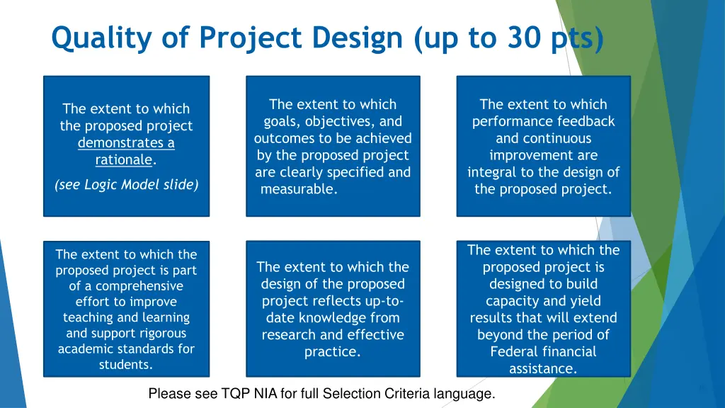 quality of project design up to 30 pts