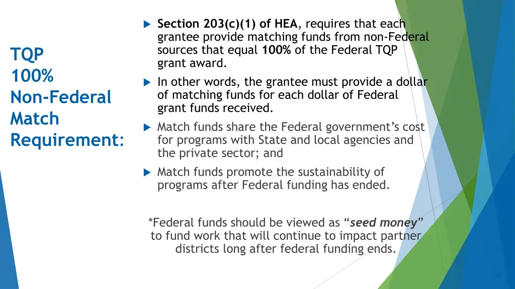 tqp 100 non federal match requirement