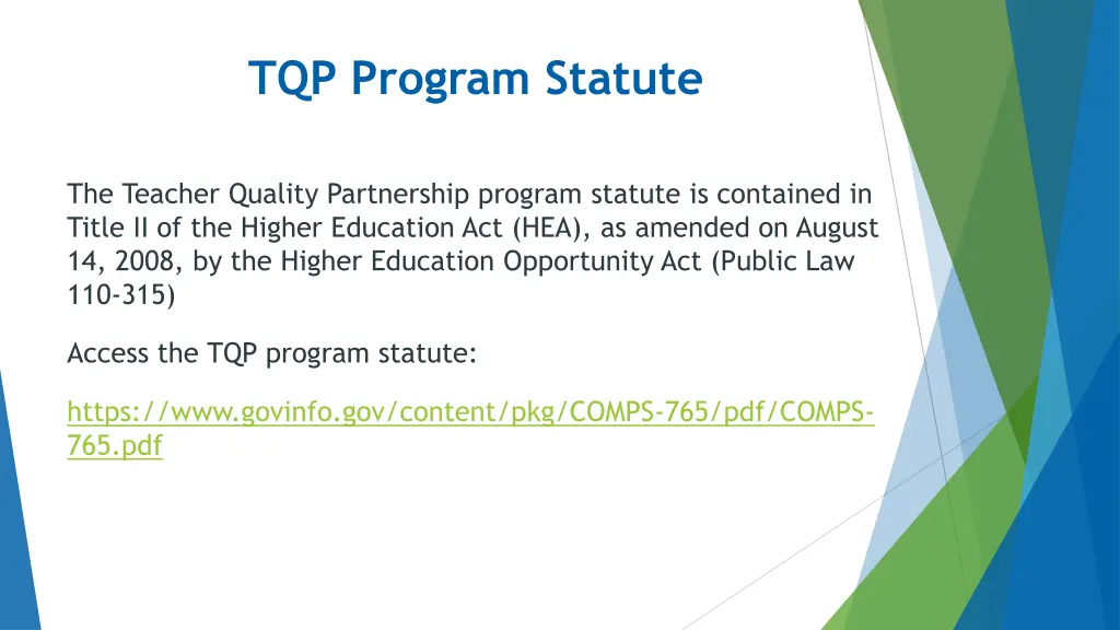 tqp program statute