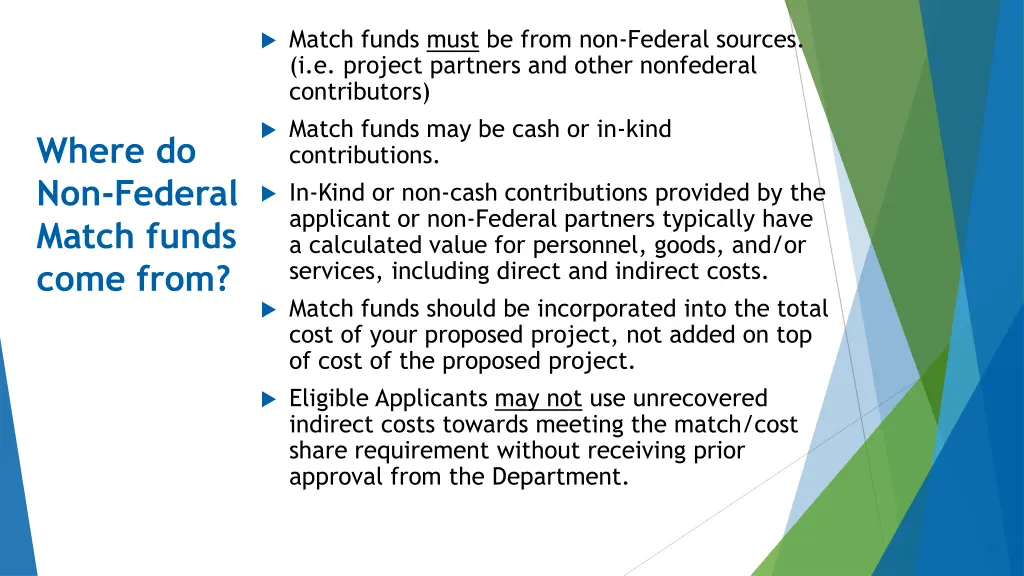 where do non federal match funds come from