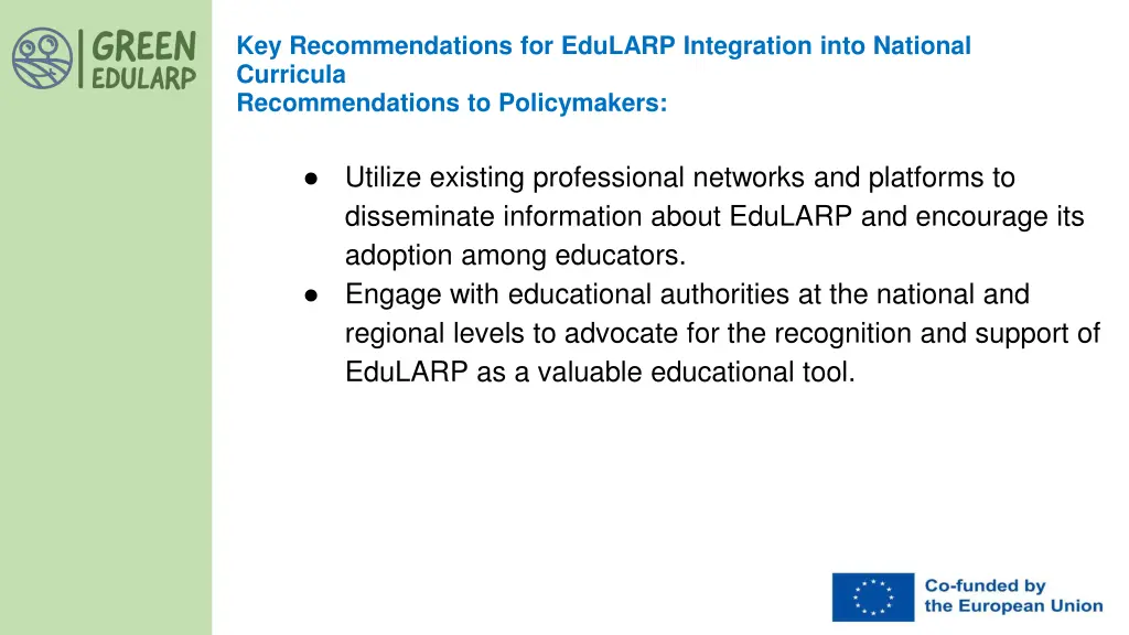 key recommendations for edularp integration into 5
