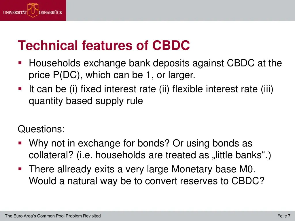 technical features of cbdc households exchange