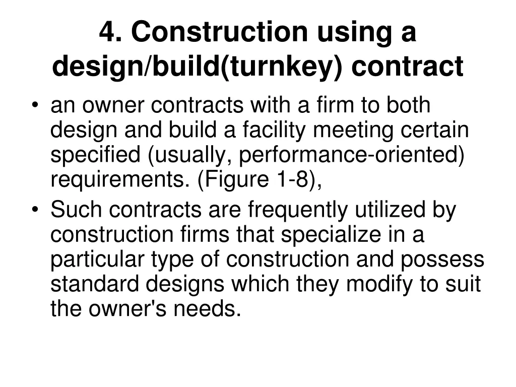4 construction using a design build turnkey