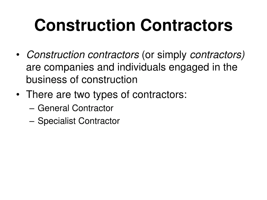construction contractors