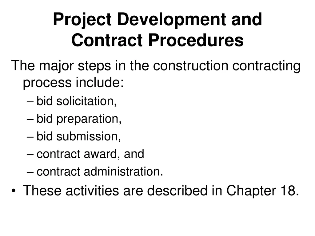 project development and contract procedures