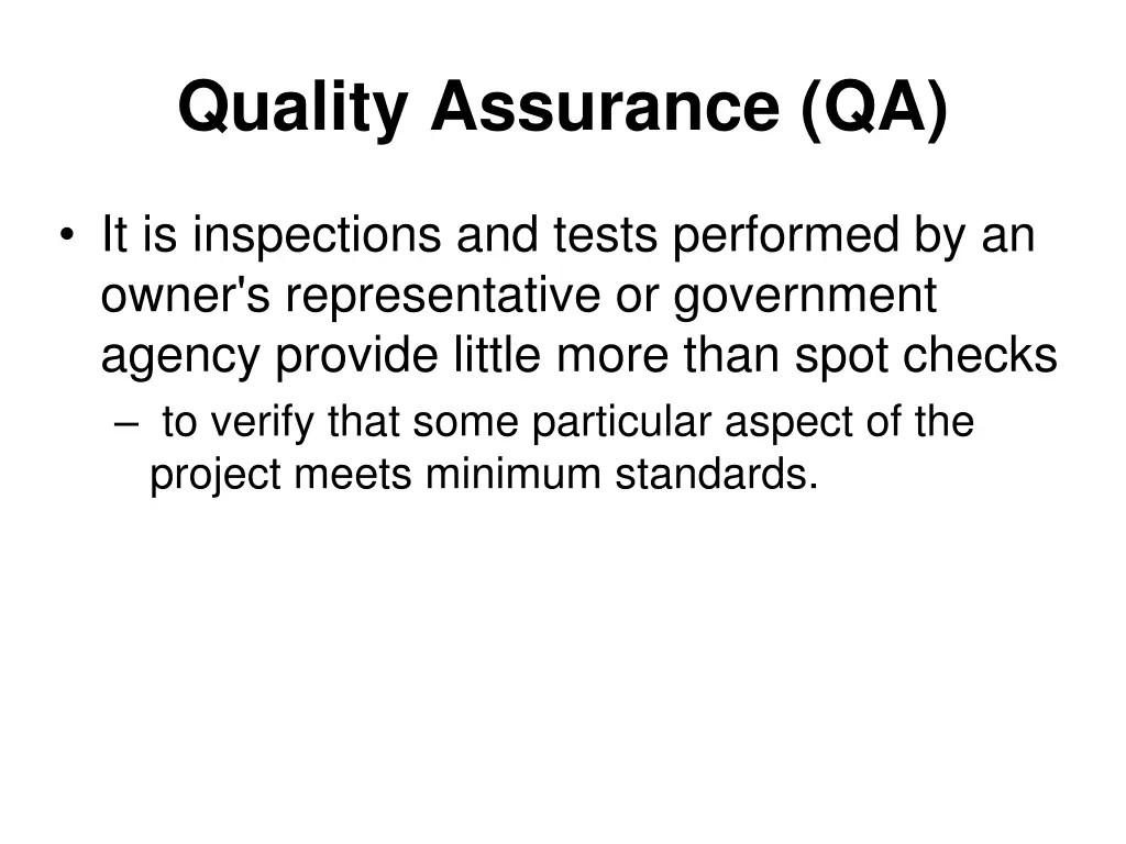 quality assurance qa