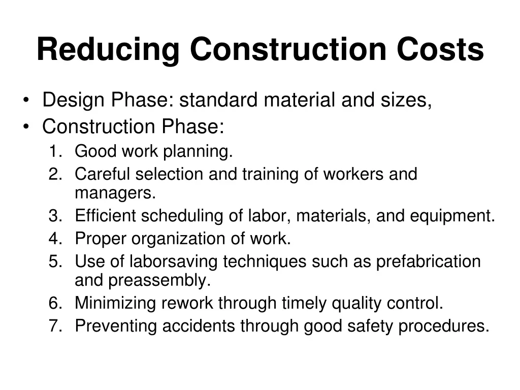 reducing construction costs