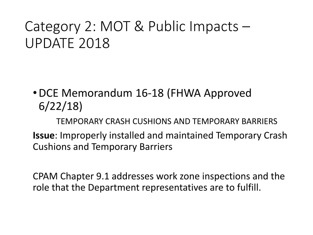 category 2 mot public impacts update 2018