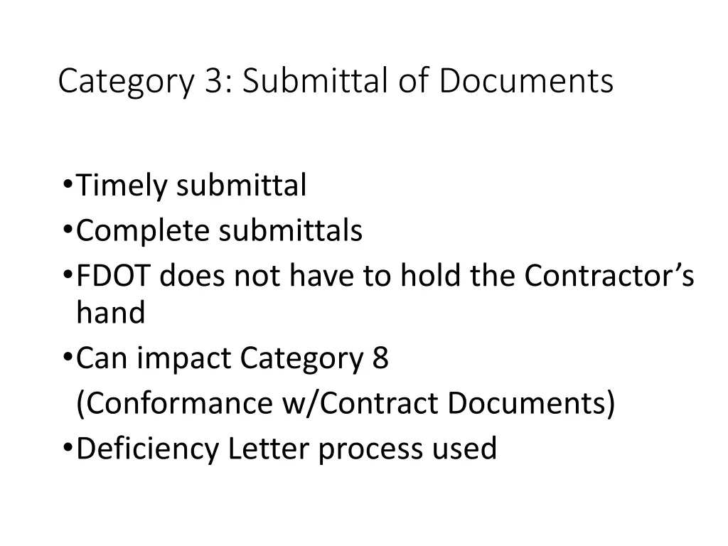 category 3 submittal of documents