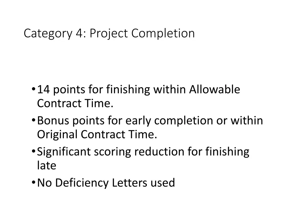 category 4 project completion