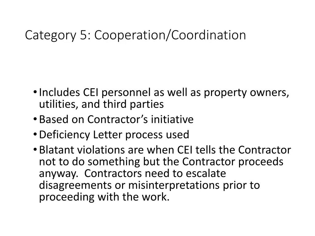 category 5 cooperation coordination