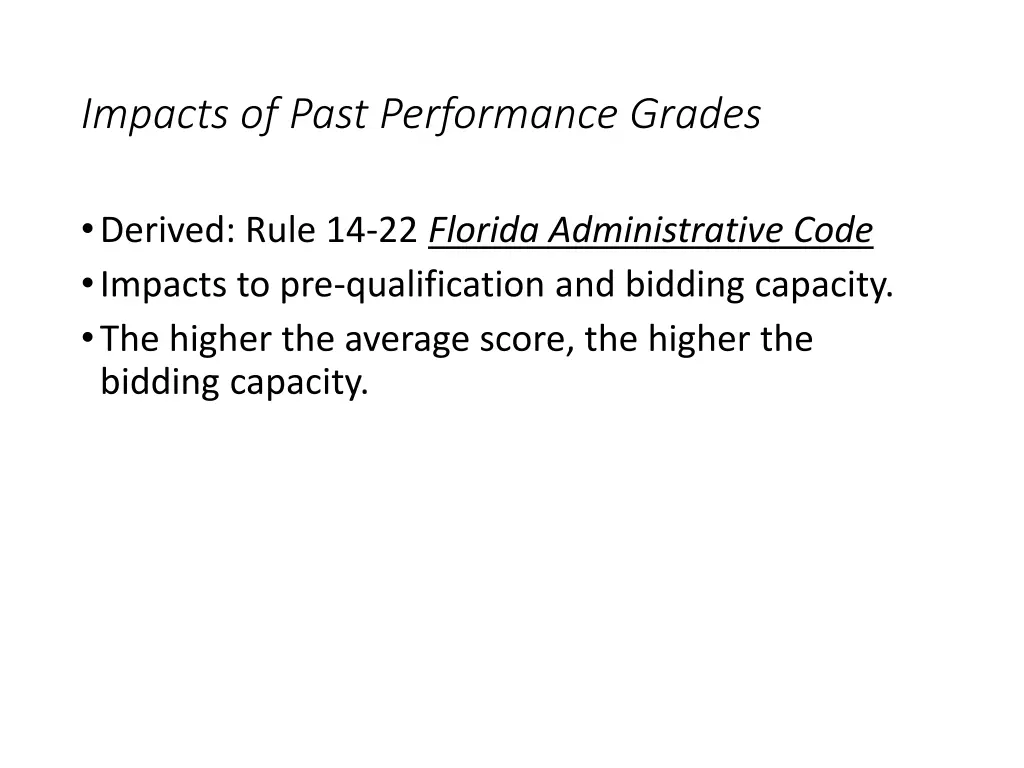 impacts of past performance grades