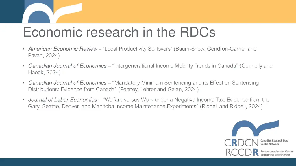 economic research in the rdcs