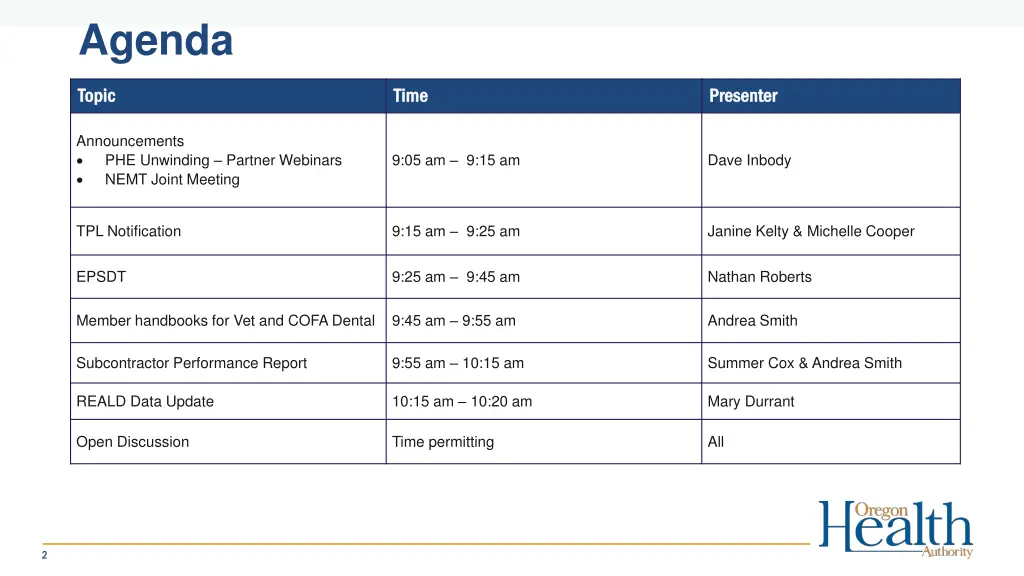 agenda