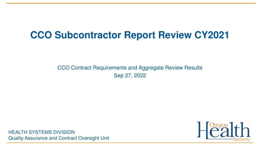 cco subcontractor report review cy2021