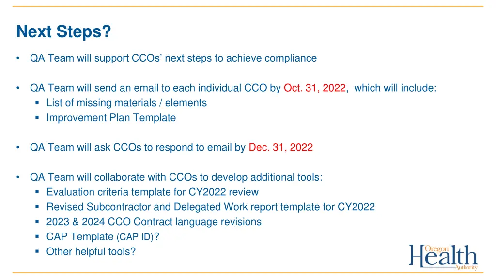 next steps
