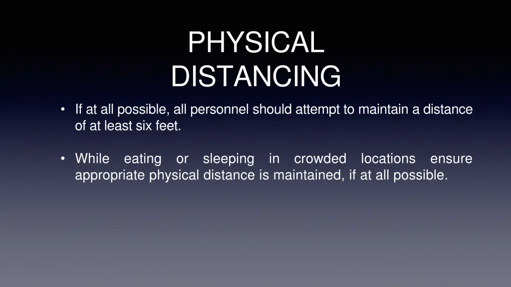 physical distancing