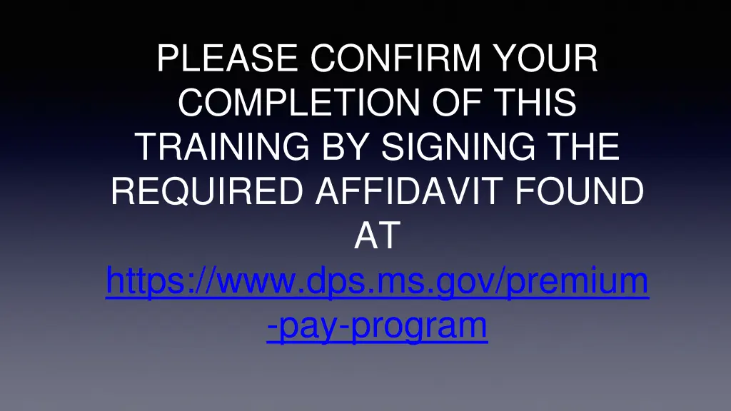 please confirm your completion of this training