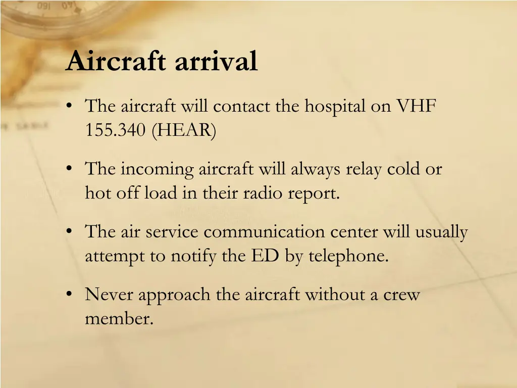aircraft arrival