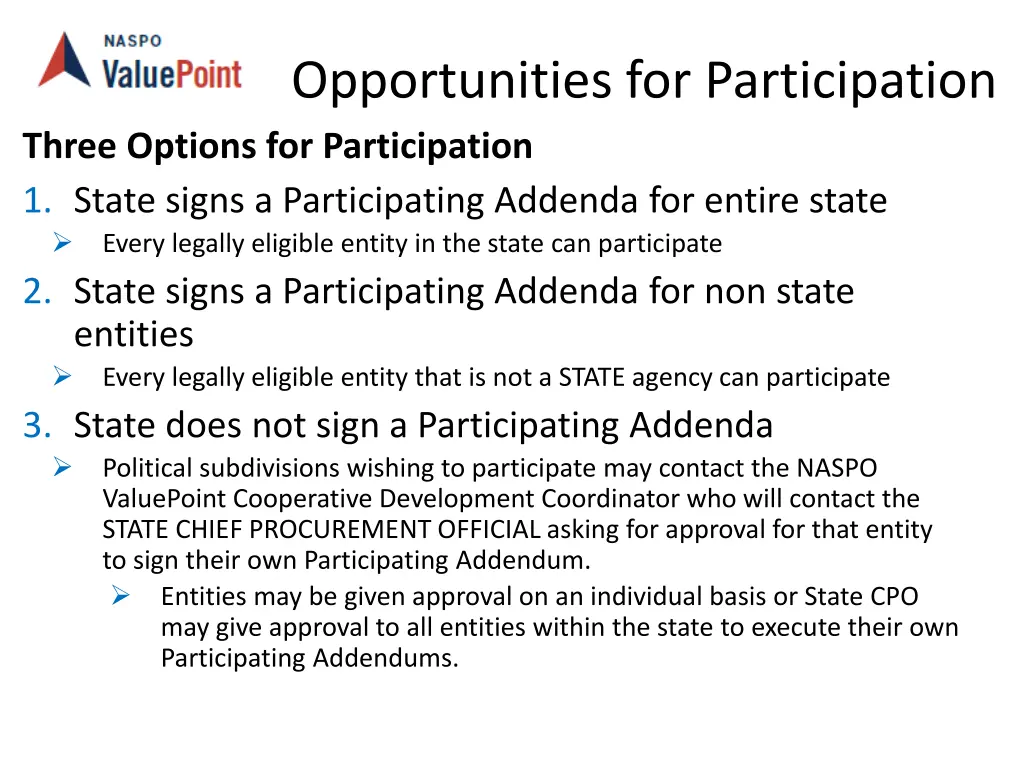 opportunities for participation three options