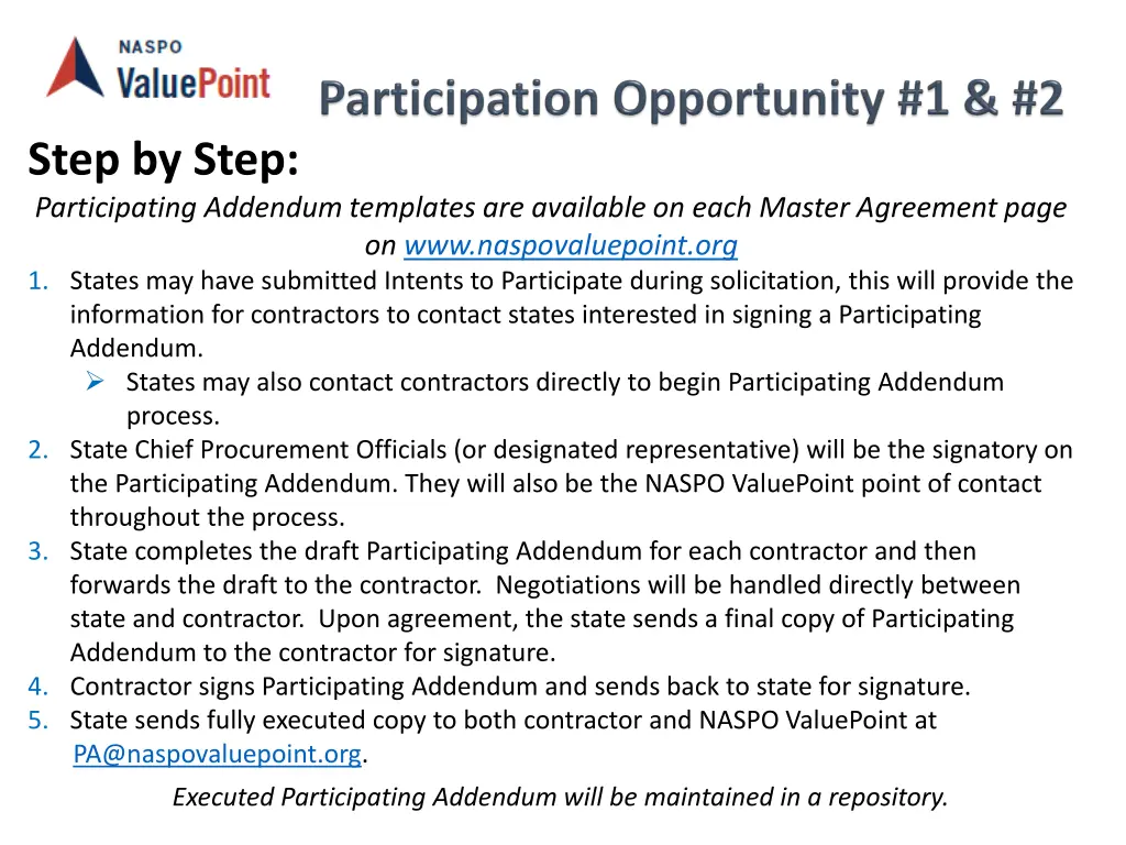 step by step participating addendum templates